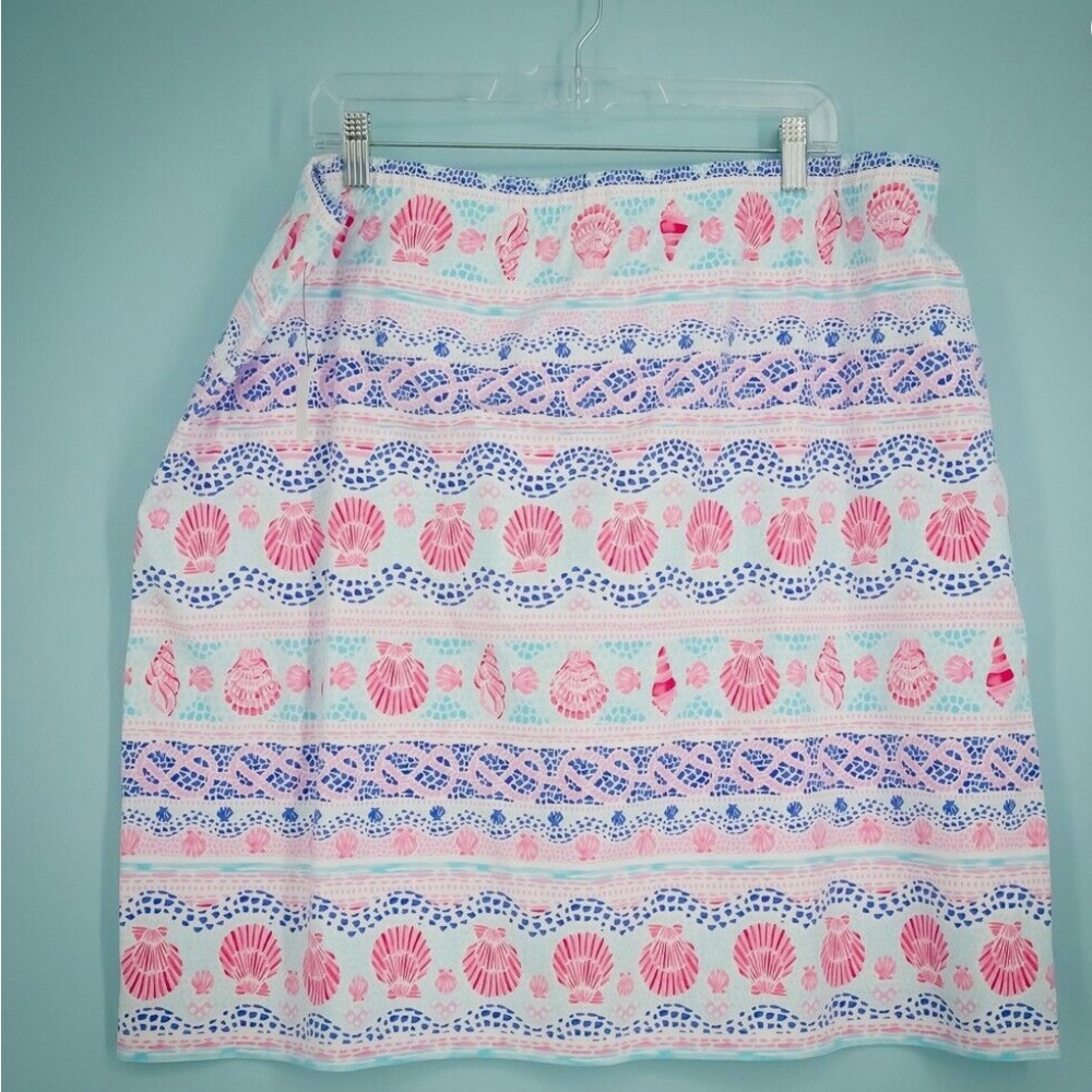Talbots White and Pink A-Line Knee-Length Skirt Resort Wear